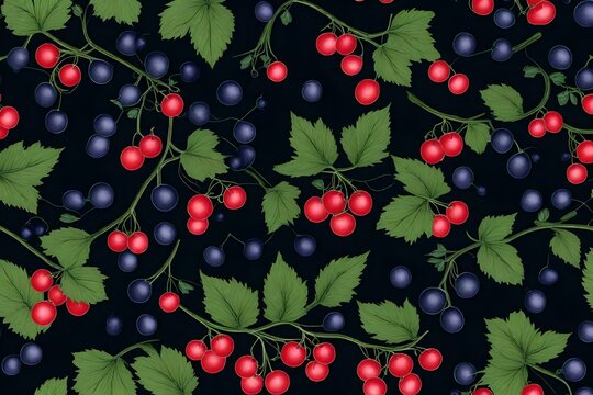 seamless pattern with red berries generated by AI tool