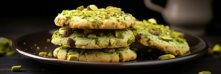 Photo of delicious pistachio cookies.generative ai
