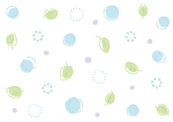 手描きのかわいい葉っぱ柄の背景（デコボコの線）