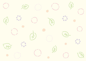 手描きのかわいい葉っぱ柄の背景（デコボコの線）