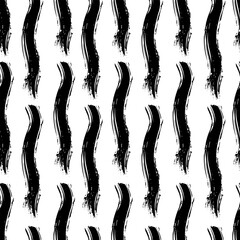Vector seamless pattern: black brush strokes on white background. Simple monochrome design for textile, wrapping paper