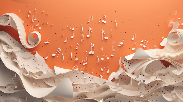 paper sculpture music sound illustration background.