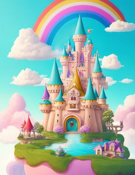fairy tail inspired beautiful princess castle, generative ai.