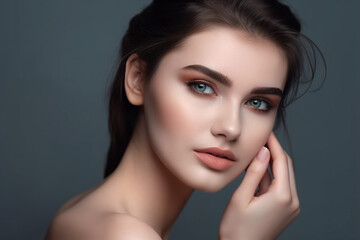 Make up woman on grey background