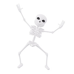 Funny skeletons raised both hands - 3d Character 