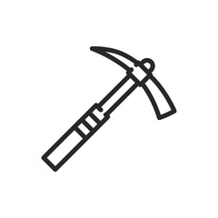 Mountain Trekking Pickaxe Icon. Vector Line Sign of Hiking Pick for Outdoor Adventures and Mountaineering and extreme trekking .