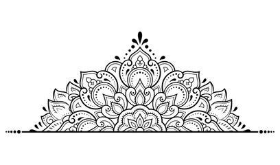 Circular pattern in form of mandala with flower for Henna, Mehndi, tattoo, decoration. Decorative ornament in ethnic oriental style. Outline doodle hand draw vector illustration. - obrazy, fototapety, plakaty