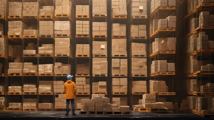 Portrait of Manager In Warehouse. wholesale, logistic, people and export concept. Generative Ai.
