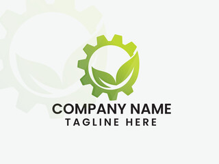 Green Gear logo. Leaf Gear logo design. Natural Gear logo. Business logo. Premium template. Leaf vector Unique. Icon. Modern. New. Creative