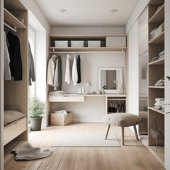 Modern design Dressing Room With Walk In Closet home interior design detail house beautiful background,home organize storage manage detail,ai generate