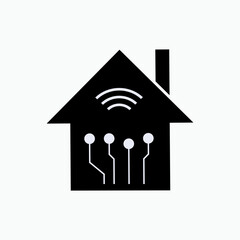 Smart Home Icon. House Technology Control Symbol - Vector.    