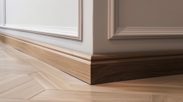 ,home design detail element wooden floor and wall moulding finishing connect detail house beautiful design ideas background,ai generate