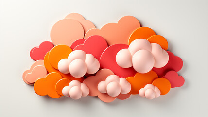 pink delicate 3d clouds on a white background graphics idea message poster copy space.