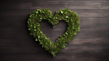 green heart shaped eco care concept.
