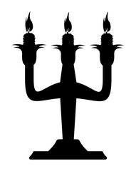 Old candlestick symbol illustration, black on white background