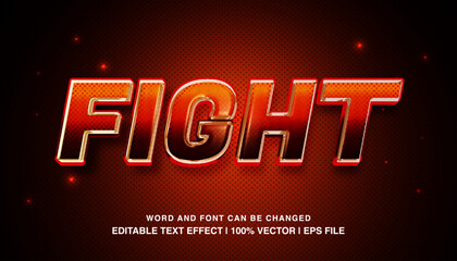 Fight editable text effect template, bold red glossy luxury style typeface, premium vector