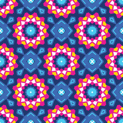 Abstract neon colors kaleidoscopic geometric seamless pattern - 626491153