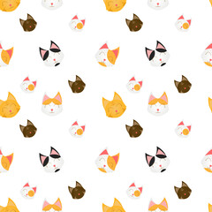 cat face seamless pattern design in vector