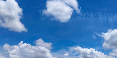 Naklejka na ściany i meble Blue sky and white cloud clear summer view cloud, blue, sky, natural, background, beautiful, land