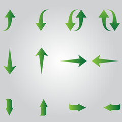 Green gradient arrow collection symbols