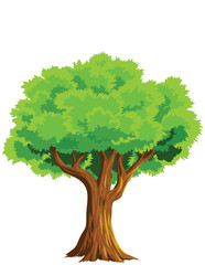 Green wide Tree Cut Out. Vector  Illustration