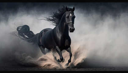 Horse sea batch run, Fast run horse sea batch.Generative AI.