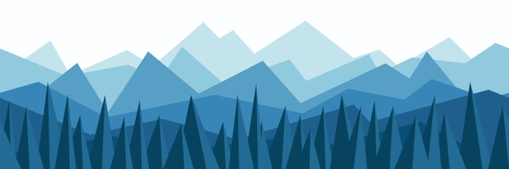 Stylization of a mountain landscape, seamless border, 3D imitation, banner