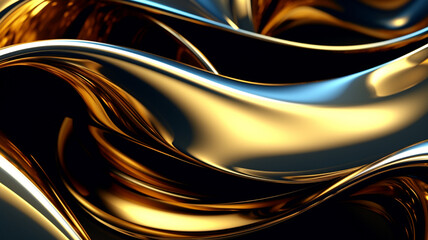 Dark golden abstract wallpaper. Three-dimensional dark golden and black blue background. golden wallpaper.  Ai Generative 