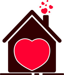 House of love icon, Valentine’s Day home symbols on transparent background, PNG illustration