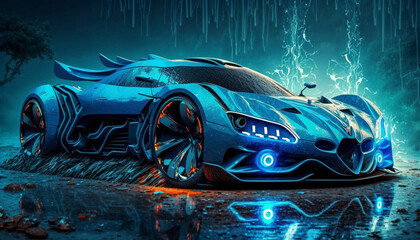 Sports car, High speed Car, futuristic car,.Generative AI.