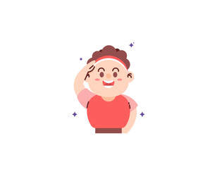 Illustration of a happy boy because celebrating Indonesia's independence day. standing upright and saluting. Celebration and special day. Cute and adorable character. Illustration design in flat style