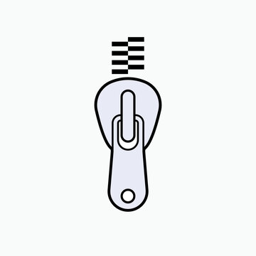 Zipper Icon. Closed , Locked. Fastener, Fashion Element Symbol - Vector.
