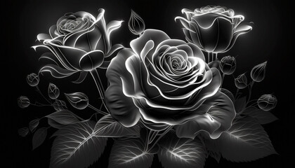 Rose with love, beautiful love flower, flower background.Generative AI.