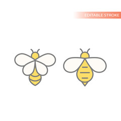 Honey bee line vector icon. Colorful honeybee outline icons.
