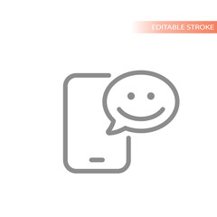 Smartphone and chat bubble line vector icon. Phone, chatting, messaging outline symbol.