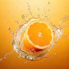 Orange fruit splash. Great for packaging, drinks, food, fruits, advertising, health, nutrition, food blogs and more.