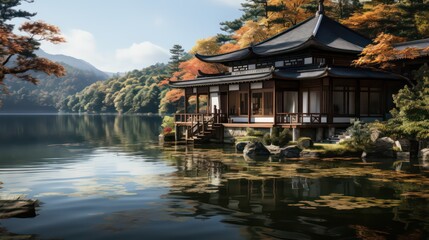 Zen Garden Lake Reflection Reflect on Peacefulness and Serenity at a Serene Lake with a Nearby Zen Garden