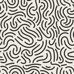 Fun line doodle seamless pattern. Creative minimalist style art background for children or trendy design with basic shapes. Simple childish scribble backdrop.