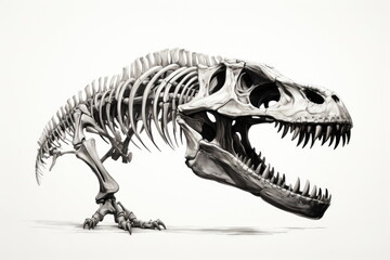 Fototapeta na wymiar Dinosaur skeleton on white background
