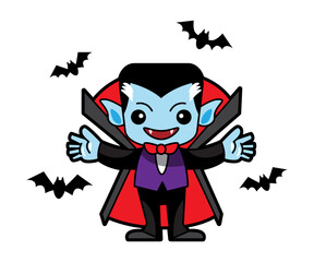 Dracula halloween cartoon character . Vector .