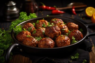 Chiftele - Romanian traditional meatballs made from beef, pork and vegetables. - obrazy, fototapety, plakaty