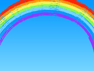筆手描き虹フレーム上：G青空