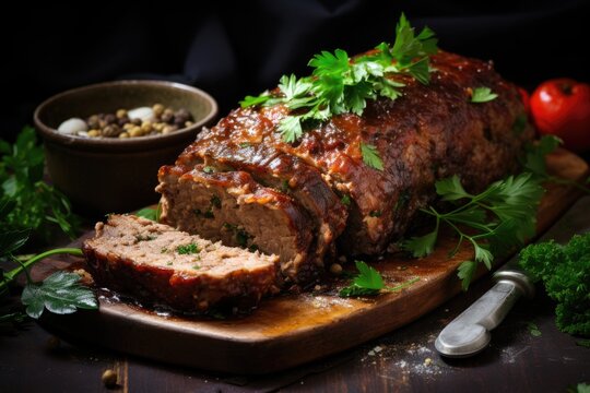 Romanian traditional Drob - Homemade meatloaf of lamb and herbs.