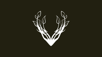 Fox with leaves logo in modern and minimalism style