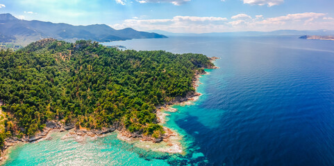 Fototapeta premium Aerial view of Thassos in Greece, Europe. Thasos island in summer