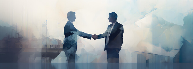 Siluette of handshaking businessmen - Gernative AI