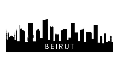 Obraz premium Beirut skyline silhouette. Black Beirut city design isolated on white background.