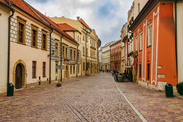 Fototapeta na wymiar Street view in old town Krakow, Poland, Europe. Famous tourist place