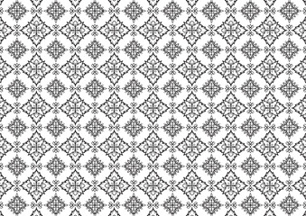 Pattern Floral and Geometric Elements. Seamless Floral Ethnic Pattern. Arabic Indian Motifs Abstract Floral Ornament Thin Line. Vector Wallpaper Background Fabric Paper  Black and White Graphic Design