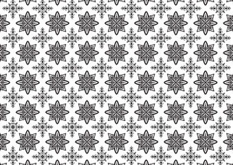 Pattern Floral and Geometric Elements. Seamless Floral Ethnic Pattern. Arabic Indian Motifs Abstract Floral Ornament Thin Line. Vector Wallpaper Background Fabric Paper  Black and White Graphic Design